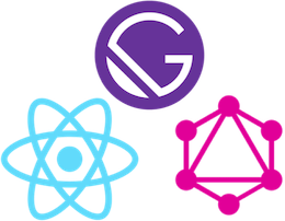 GatsbyJS, ReactJS, and GraphQL logos